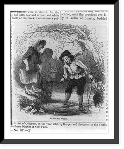 Gold mining in Gold Hill, N.C.: child with bow and arrows, wading in stream; discovering gold, Antique Wall Art