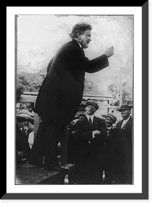 Robert Marion LaFollette, 1855-1925, full-length portrait, standing, right profile, making speech in 1924 Presidential campaign, with fist raised Classic, Vintage Print