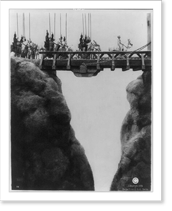 Vintage Americana Print - Siegfried's arrival in Worms; crossing bridge