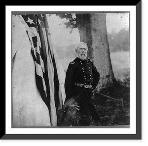 Maj. Gen. Edwin Vose Sumner, 1797-1863, three-quarter length portrait, standing, facing right, in uniform, outside tent Classic, Historic Reproduction