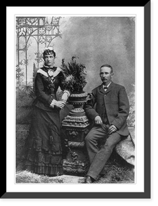 Historic Framed Print, [Young man and woman, seated and standing],  17-7/8" x 21-7/8"