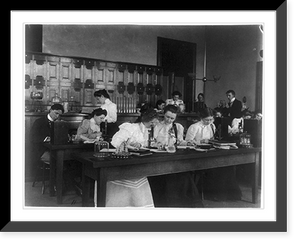 Historic Framed Print, [Students in a science class using microscopes, Western High School, Washington, D.C.],  17-7/8" x 21-7/8"