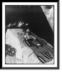 Corpse of young woman dressed for burial on catafalque, Bolobo, Congo, Antique Wall Art