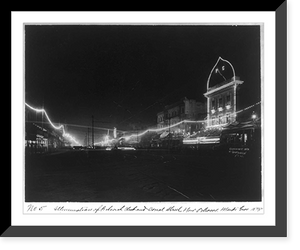 Historic Framed Print, Illumination of Pickwick Club and Canal Street, New Orleans Mardi Gras,  17-7/8" x 21-7/8"