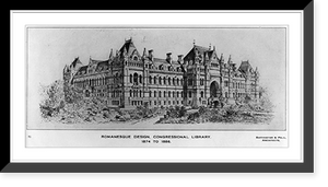 Historic Framed Print, [Library of Congress, Washington, D.C. Front. Exterior elevation. Competition drawing],  17-7/8" x 21-7/8"