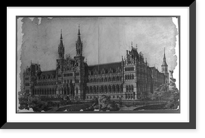 Historic Framed Print, [Library of Congress (National Library"),  Judiciary Square site,  Washington,  D.C. Perspective rendering]",  17-7/8" x 21-7/8"
