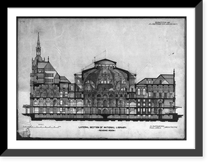 Historic Framed Print, [Library of Congress (National Library"),  Judiciary Square site,  Washington,  D.C. Section,  German Renaissance]",  17-7/8" x 21-7/8"