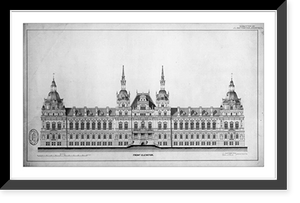 Historic Framed Print, [Library of Congress (National Library"),  Judiciary Square site,  Washington,  D.C. Front elevation,  German Renaissance]",  17-7/8" x 21-7/8"