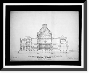 Historic Framed Print, [Library of Congress, Washington, D.C. Longitudinal section] - 4,  17-7/8" x 21-7/8"
