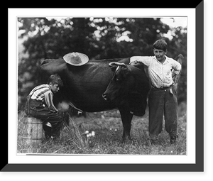 Historic Framed Print, Milking time at camp,  17-7/8" x 21-7/8"