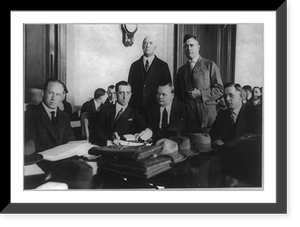 Historic Framed Print, [T.M. Smalevitch [i.e., Schmulewitz], Milton Cohen, Gavin McNab, Charles Brennan, Roscoe (Fatty") Arbuckle,  and Arbuckle's brother at trial,  in San Francisco,  of Arbuckle on manslaughter charge]",  17-7/8" x 21-7/8"