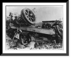 American artillery crew trying to salvage overturned heavy gun, WWI, Antique Poster