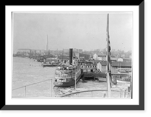 Washington, D.C. Potomac River. View, with Washington in the background. View from bow of boat or ship, Antique Poster