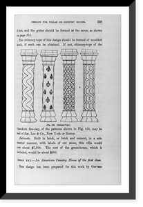 Historic Framed Print, Four designs of chimney-tops,  17-7/8" x 21-7/8"