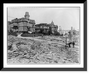 Historic Framed Print, Edge of burned district, corner of Franklin and Sacramento Streets, San Francisco, Calif.,  17-7/8" x 21-7/8"