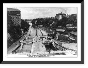 Historic Framed Print, New York. Lockport. The locks, locking down,  17-7/8" x 21-7/8"