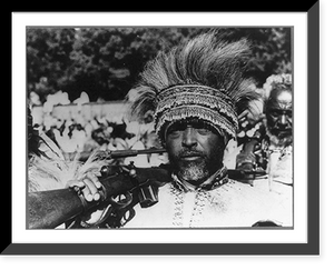 Addis Ababa, Ethiopia, 1935(?). Close-up of Abyssinian chieftain with rifle on shoulder, Vintage Print