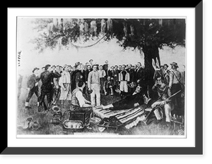 Historic Framed Print, [Santa Ana's surrender to General Sam Houston, after the battle of San Jacinto, Texas, Apr. 1836. Wounded Houston offers hand to Santa Ana; Deaf" Smith,  famous scout sits in foreground]",  17-7/8" x 21-7/8"