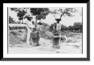 2 men grinding substance with mortars and pestles. West Indies Classic, Vintage Poster