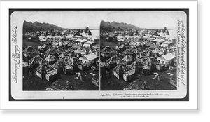 Vintage Americana Print - Columbus - Aguadilla, ' first landing place