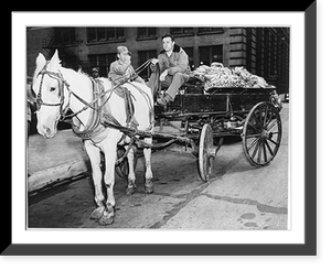 Two OPA agents who impersonated fruit peddlers sitting atop wagon load of bananas which they say they bought in black market, Chicago, Ill, Antique Wall Art