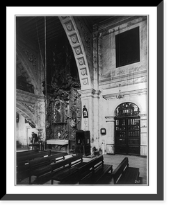 Iglesia del Carmen, Villa Obreg&oacute;n, Mexico: Altar of San Antonio and door to lateral chapel, Vintage Print