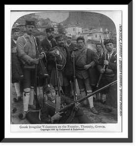 Greek irregular volunteers on the frontier, Thessaly, Greece, Vintage Print