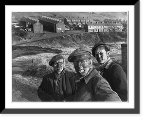 Historic Framed Print, [Three] Welsh coal miners,  17-7/8" x 21-7/8"