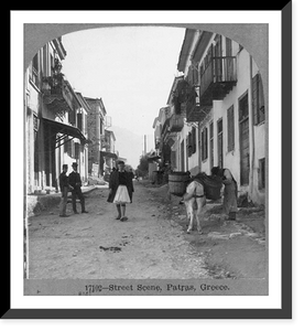 Historic Framed Print, Street scene, Patras, Greece,  17-7/8" x 21-7/8"