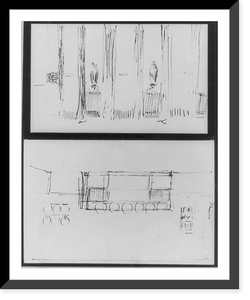 Sketches for sideboard - Alexander House, Historic Print