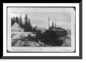 Unloading Yukon outfits at mouth of Stickeen River, Alaska, Antique Print