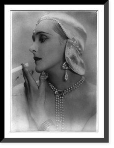 Baroness Edith von Winterfeld smoking a cigarette; head and shoulders, Antique Wall Art