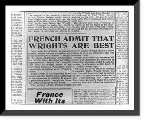 28 pages of clippings from various U.S. and French newspapers concerning aviation activites of Wright Brothers between 1903 and 1909 - 5 Classic, Vintage Poster