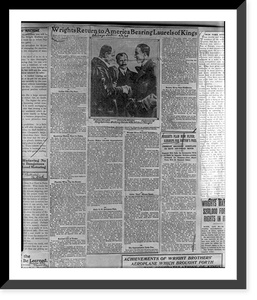 28 pages of clippings from various U.S. and French newspapers concerning aviation activites of Wright Brothers between 1903 and 1909 - 23, Vintage Wall Art