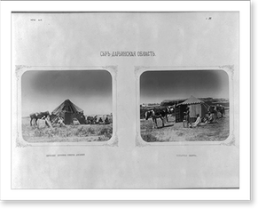 Antique Photo Print - 2 nomadic tent scenes, Russian Turkestan, 1872