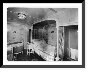 Historic Framed Print, Suite de Luxe on the S.S. FRANCE,  17-7/8" x 21-7/8"
