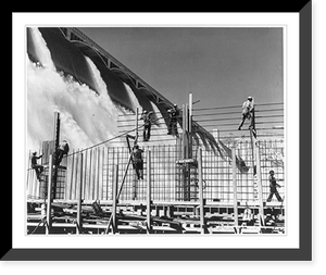 Historic Framed Print, Grand Coulee dam construction,  17-7/8" x 21-7/8"