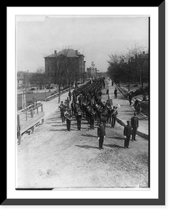 Historic Framed Print, [25th anniversary of Tuskegee Inst., Ala., 1906: Military parade with band in foregrd.],  17-7/8" x 21-7/8"