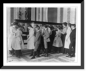 Historic Framed Print, [Washington, D.C. public schools - museum field trip - viewing exhibit case of George Washingtoniana],  17-7/8" x 21-7/8"