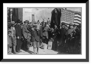 Historic Framed Print, [Unloading food & provisions from American Red Cross truck marked with large U.S. flag, Anguillare, Italy],  17-7/8" x 21-7/8"