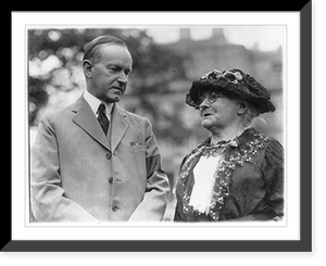 Historic Framed Print, [President Calvin Coolidge and Mother" Jones,  half-length,  standing outdoors.]",  17-7/8" x 21-7/8"