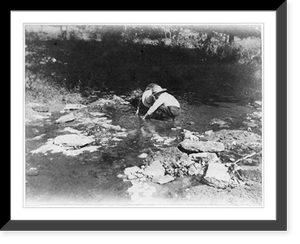 Historic Framed Print, [Harvey W. Wiley family, Sioux City, Iowa]: [2 children] playing in creek, old farm,  17-7/8" x 21-7/8"