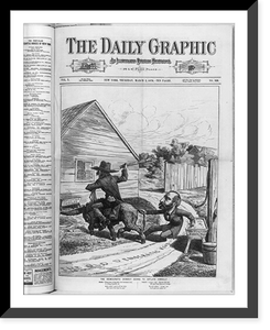 Historic Framed Print, [Daily Graphic cartoons of the 1876 Pres. campaign: Democratic donkey (Cockrell) going to inflate himself (on inflation Thistles)]",  17-7/8" x 21-7/8"