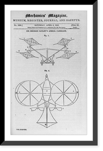 Historic Framed Print, Sir George Cayley's aerial carriage,  17-7/8" x 21-7/8"