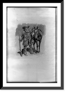 Historic Framed Print, A trapper and his pony,  17-7/8" x 21-7/8"