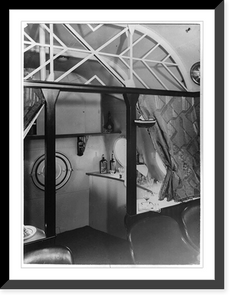 Historic Framed Print, [Interior (bar) of Do X seaplane (flying boat) built by Dornier],  17-7/8" x 21-7/8"