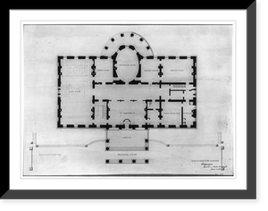 Historic Framed Print, [The White House (Executive Mansion"),  Washington,  D.C. Principal floor,  reflected ceiling,  stairs,  etc.]",  17-7/8" x 21-7/8"