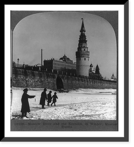 Historic Framed Print, Moscow River and the Kremlin in winter, Moscow, Russia,  17-7/8" x 21-7/8"