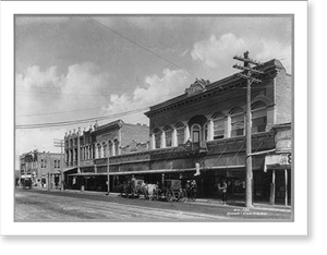 Antique City View - Texas - Amarillo - A block on Main Street