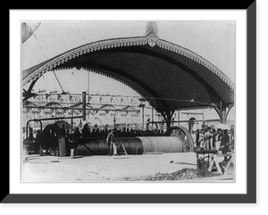 Historic Framed Print, [Grand Balloon... de Mr. Genry Giffard, 1878 - Balloon cables under ornate canopy],  17-7/8" x 21-7/8"